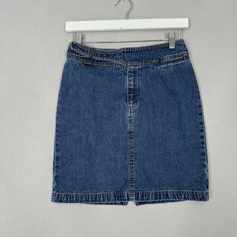 Vintage Ralph Lauren Womens Jean Skirt 2 Blueโ Buckle Y2K 90s Western Cowgirl